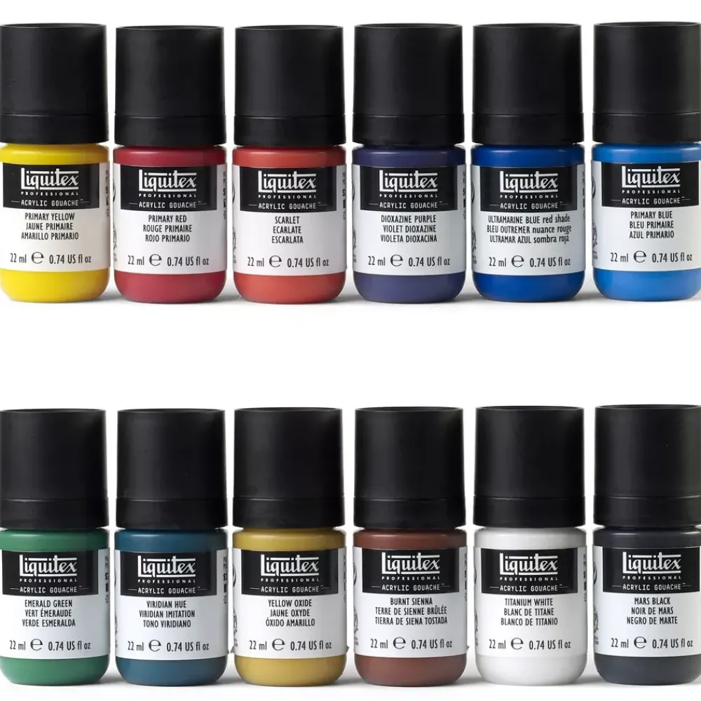 Outlet Set 12 Gouache Acrílico Essentials 22ml Pinturas Acrílicas