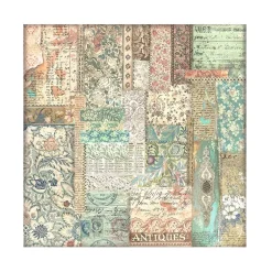 New Set 4 hojas de tela Fabric Brocante Antiques 30x30cm Papeles
