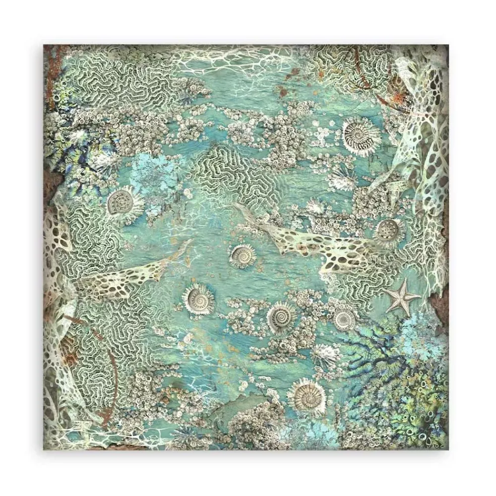 New Set 4 hojas de tela Fabric Songs Of The Sea 30x30cm Telas, Sedas Y Fieltro