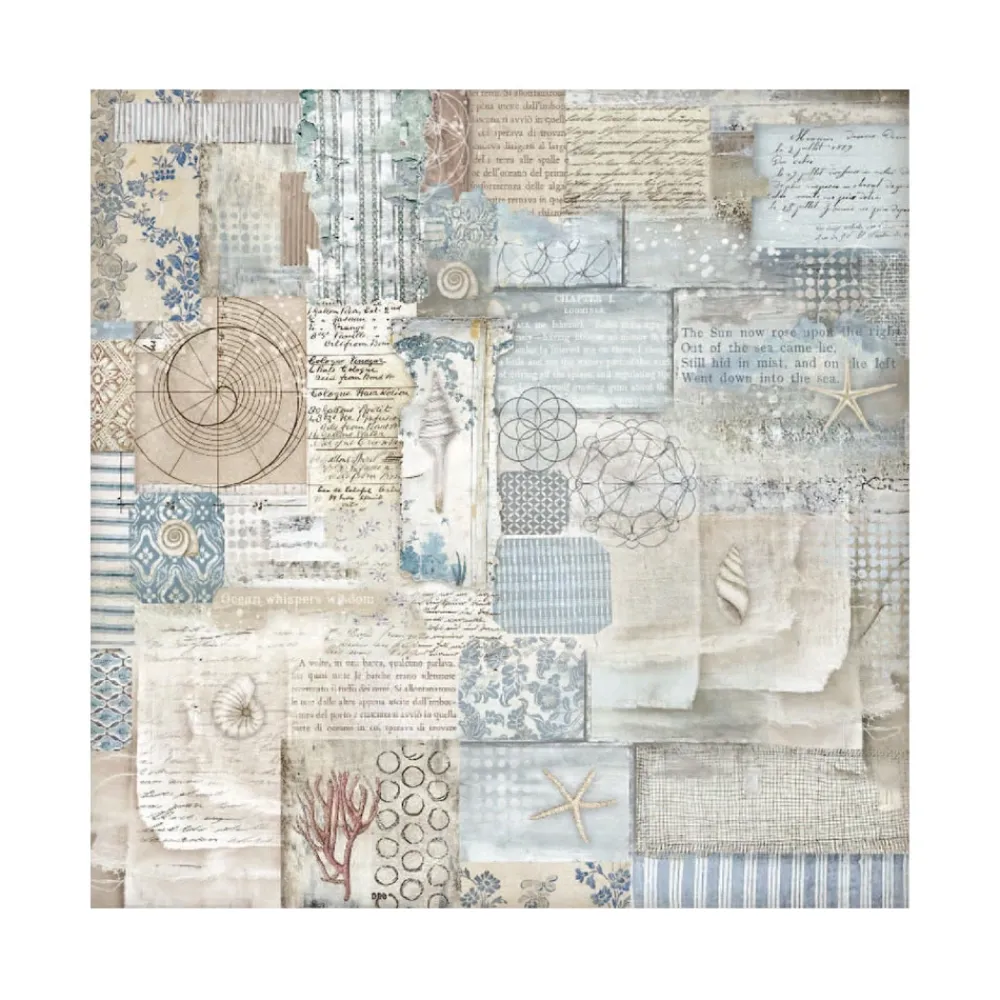 Set 4 hojas de tela Fabric Silent Sea 30x30cm Papeles