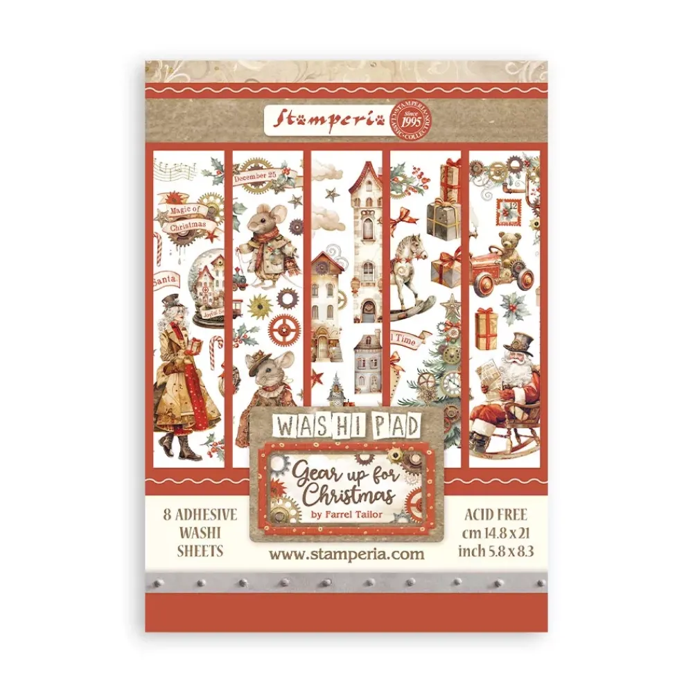 New Set 8 hojas de Washi tape Romantic Gear Up For Christmas Decoupage