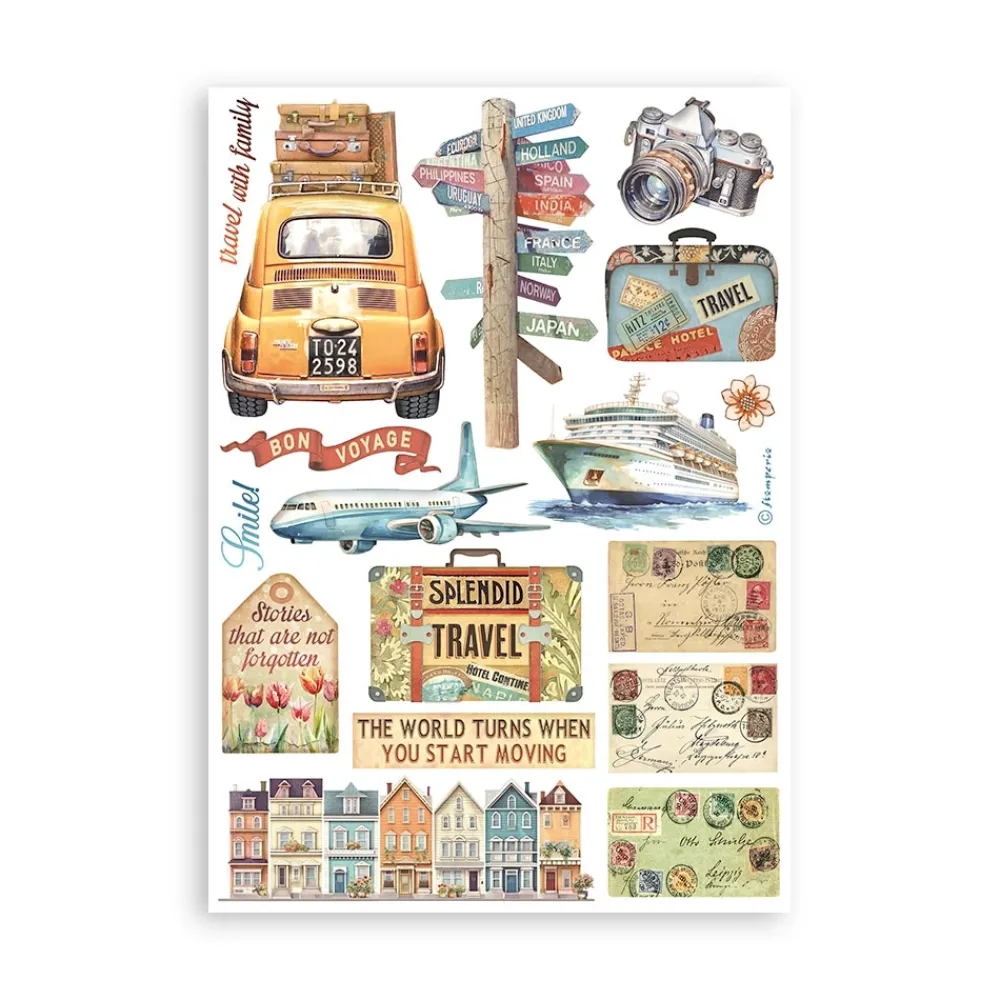 Clearance Set 8 hojas de washi tape Art of Travelling A5 Papeles|Decoupage