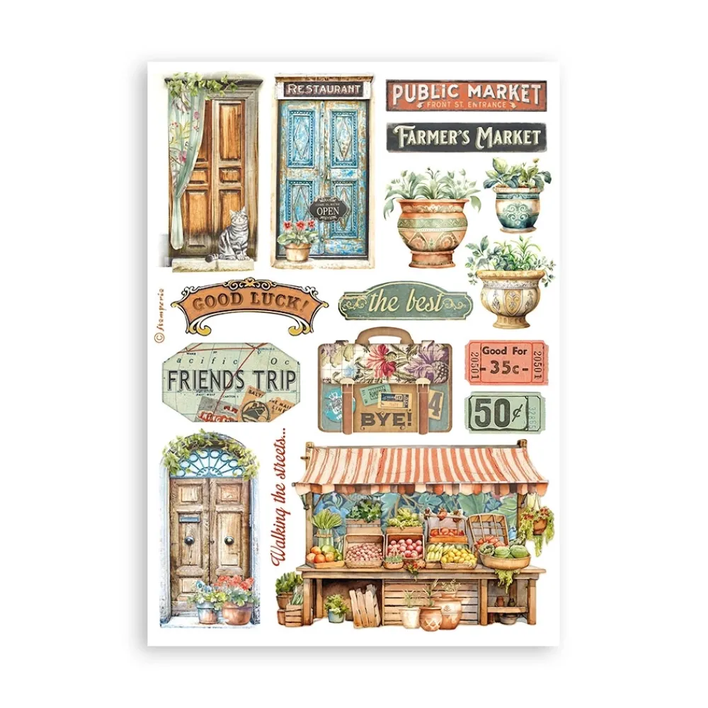 Clearance Set 8 hojas de washi tape Art of Travelling A5 Papeles|Decoupage