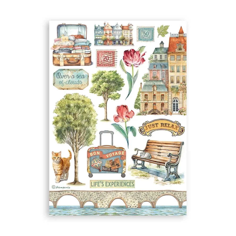 Clearance Set 8 hojas de washi tape Art of Travelling A5 Papeles|Decoupage