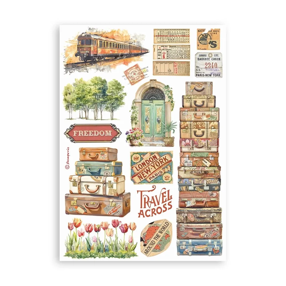 Clearance Set 8 hojas de washi tape Art of Travelling A5 Papeles|Decoupage