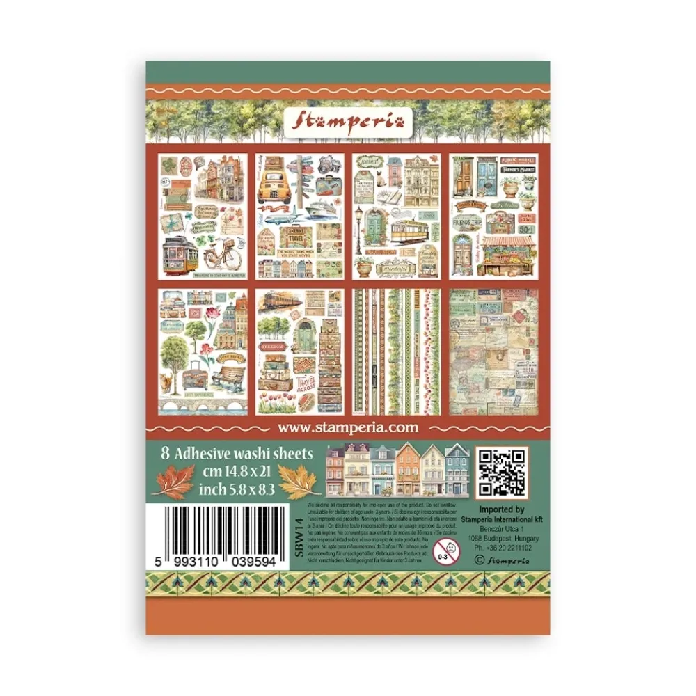 Clearance Set 8 hojas de washi tape Art of Travelling A5 Papeles|Decoupage