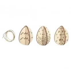 Hot Set 3 Huevos de Pascua 3D de Madera para Colgar Maderas