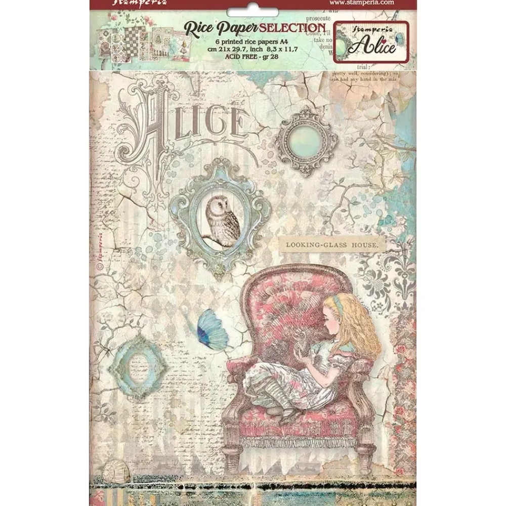 Best Set 6 papeles de arroz Alice Forever 21x29cm Decoupage|Papeles