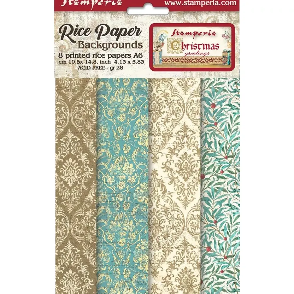 Clearance Set 8 papeles de arroz Backgrounds Christmas Greetings 10x15cm Papeles|Decoupage
