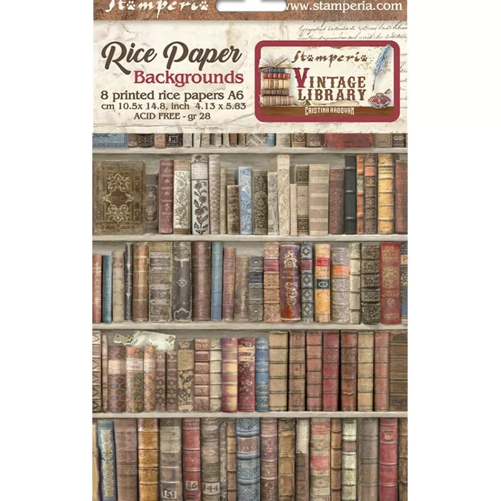 Clearance Set 8 papeles de arroz Backgrounds Vintage Library 10x15cm Papeles|Decoupage