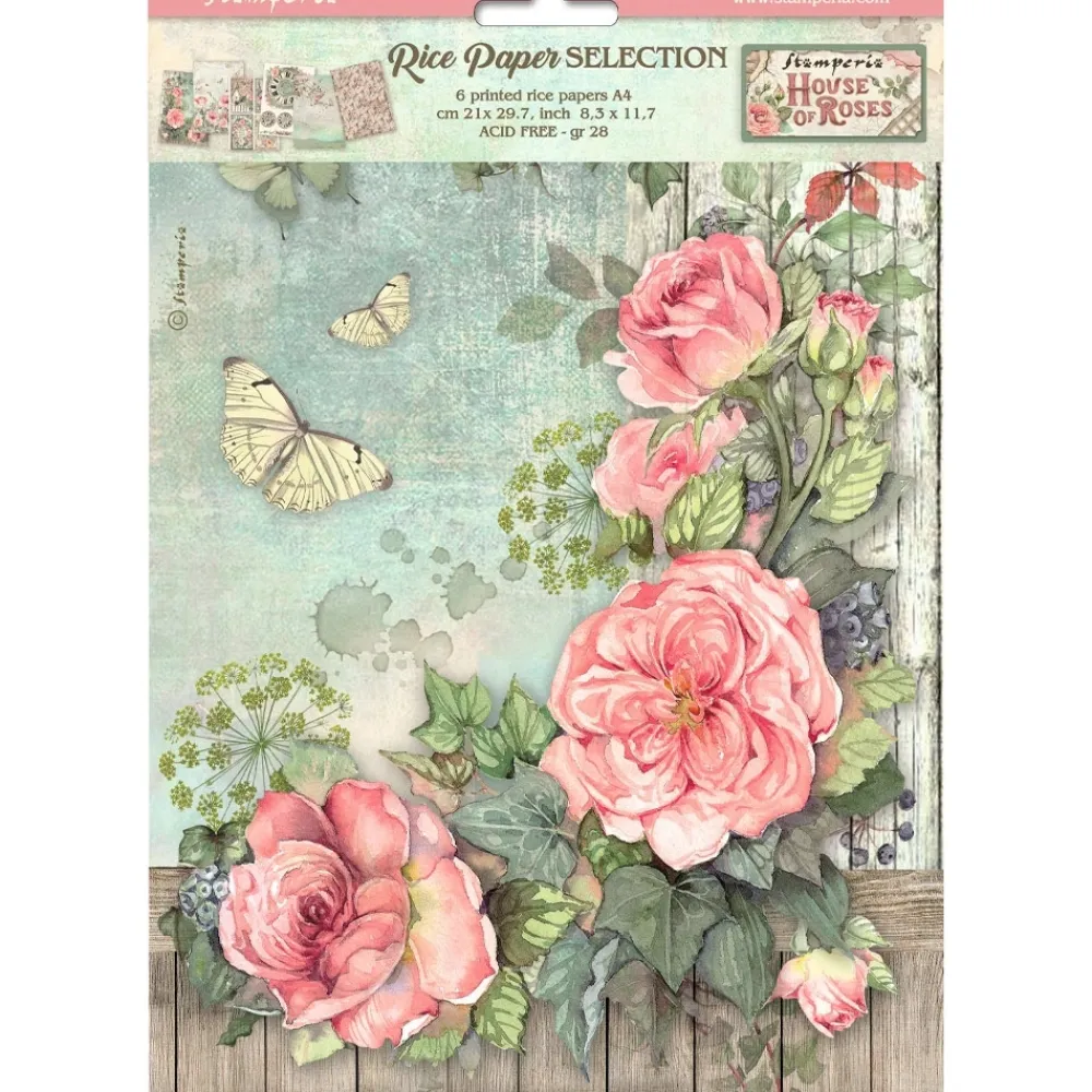 Sale Set 6 papeles de arroz House of Roses 21x30cm Decoupage|Papeles