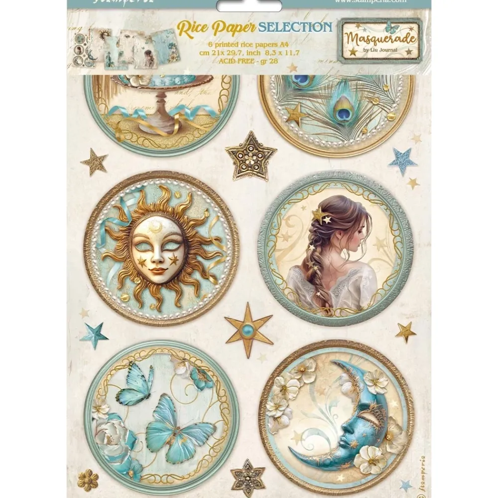 Clearance Set 6 papeles de arroz Masquerade 21x30cm Papeles|Decoupage