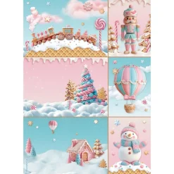 Clearance Set 6 papeles de arroz Romantic Candy Christmas 21x30cm Papeles|Decoupage