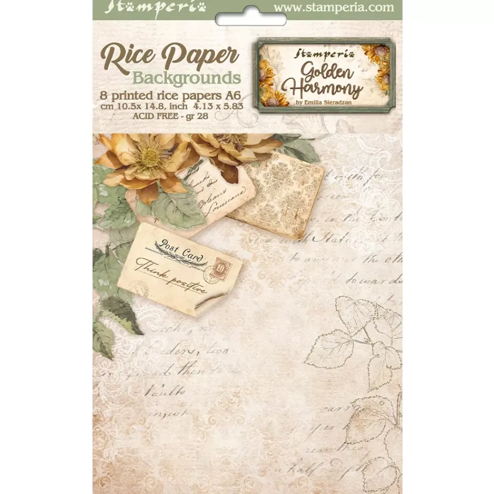 Clearance Set 8 papeles de arroz Romantic Golden Harmony 10x15cm Papeles|Decoupage