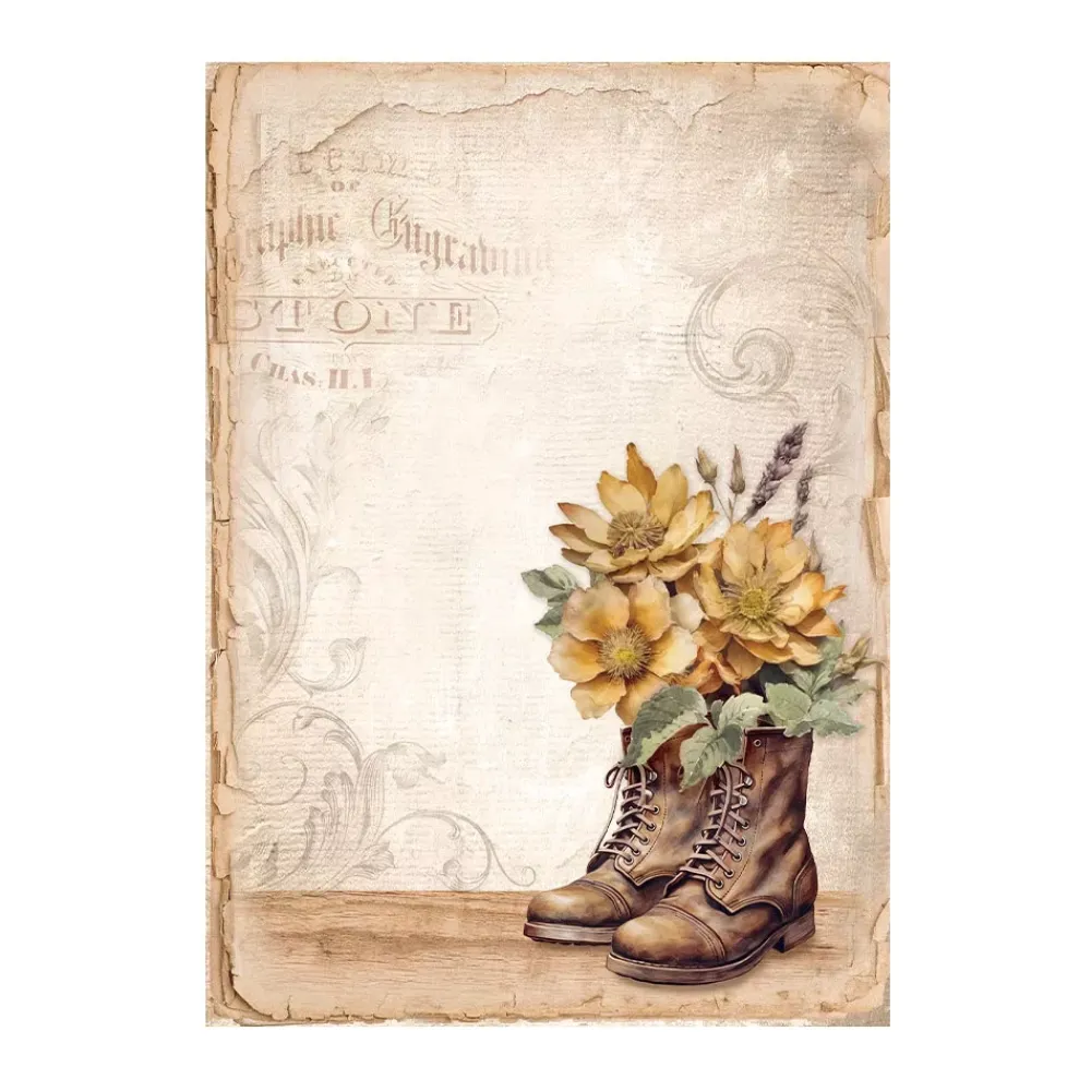 Clearance Set 8 papeles de arroz Romantic Golden Harmony 10x15cm Papeles|Decoupage