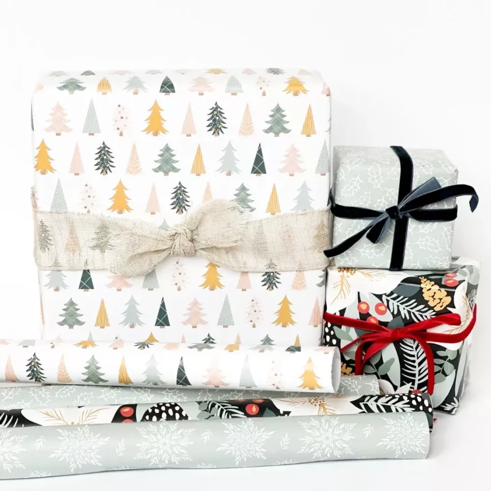 Sale Set 4 papeles de regalo Ponsettia Entrega Especial 50x70cm Navidad