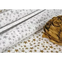Set 4 Papeles de Seda Estrellas Doradas Navidad
