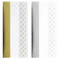 New Set 12 Papeles de Seda Puntitos Surtido Oro y Plata 50x70cm Navidad