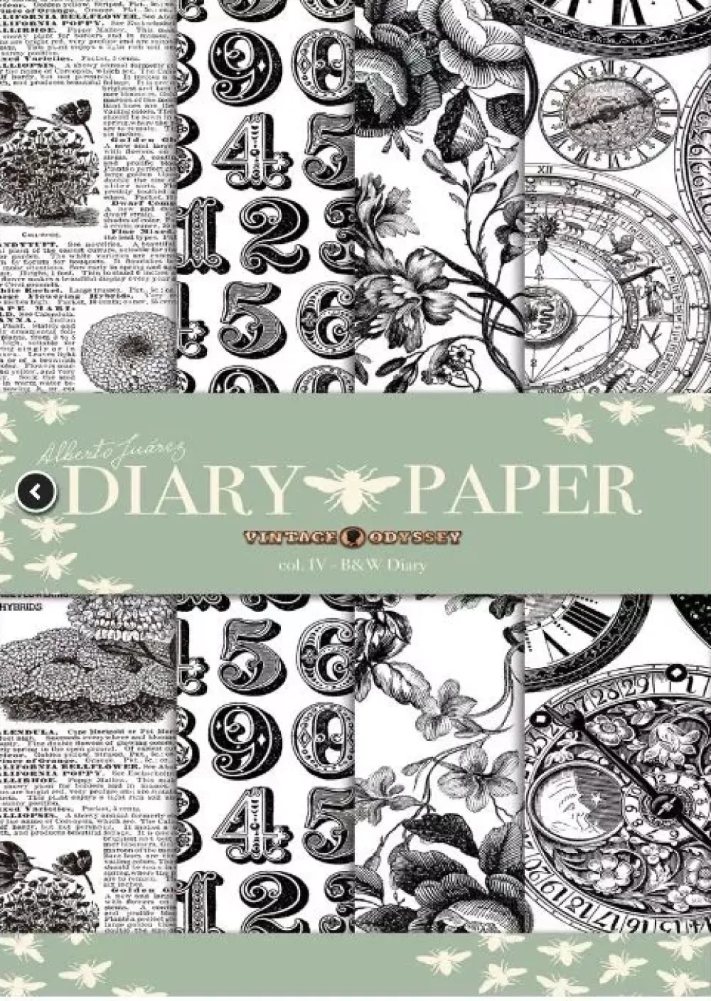 Set 4 papeles para decoupage Collector Diary IV A4 Decoupage