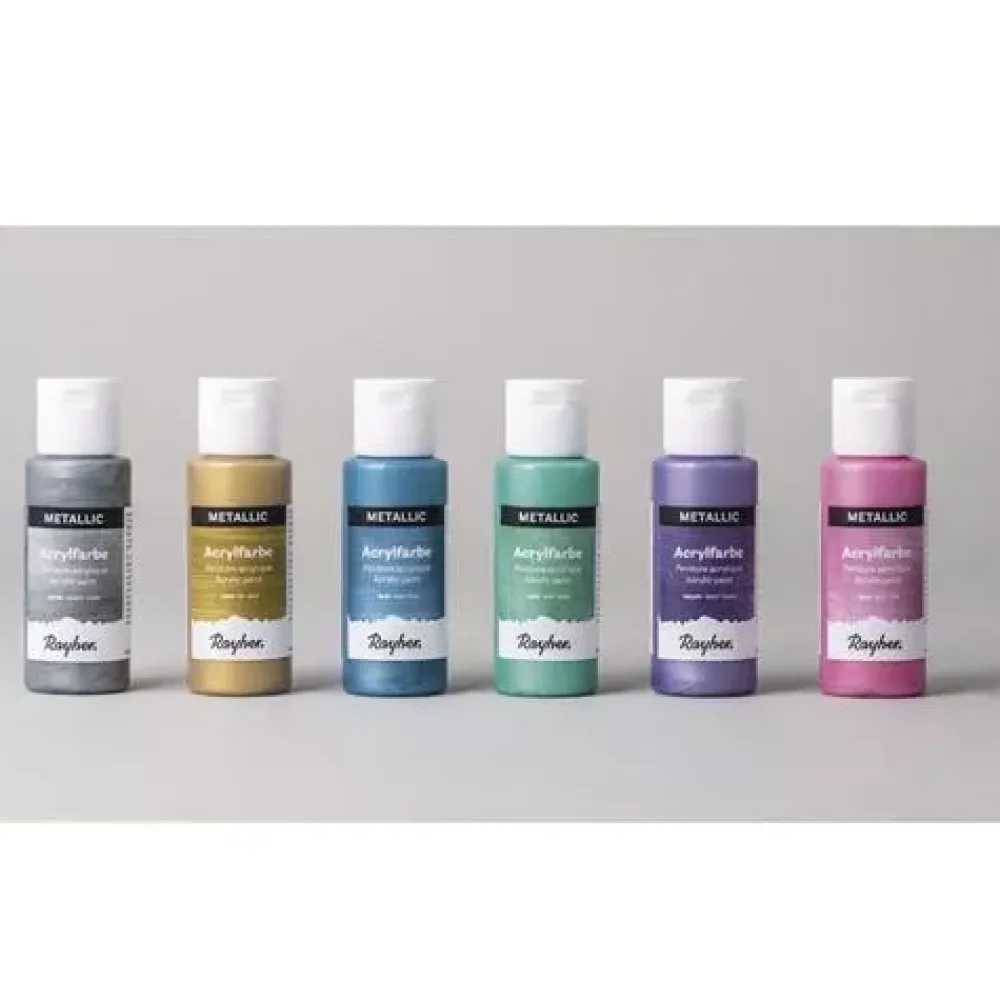 Set 6 Pinturas Metálicas Surtidas 60ml Pinturas Acrílicas