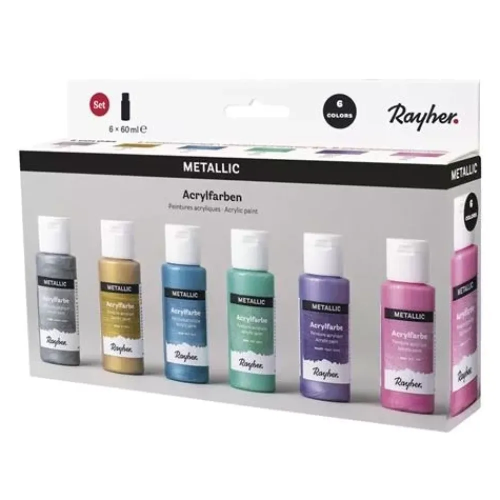 Set 6 Pinturas Metálicas Surtidas 60ml Pinturas Acrílicas