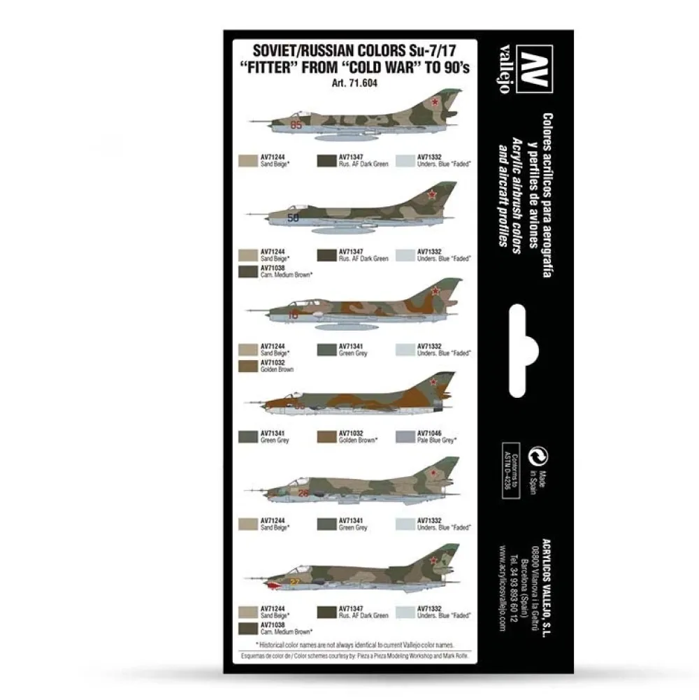 New Set 8 pinturas modelismo Russian colors Su-7/17 Fitter from Cold War to 90’s 17ml Pinturas Para Maquetas Y Modelismo