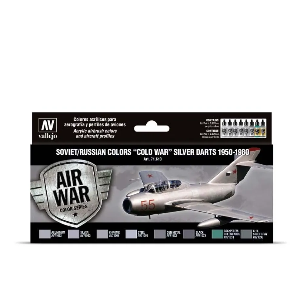Sale Set 8 pinturas modelismo Soviet/Russian colors Cold War Silver Darts 1950-1980 17ml Pinturas Para Maquetas Y Modelismo