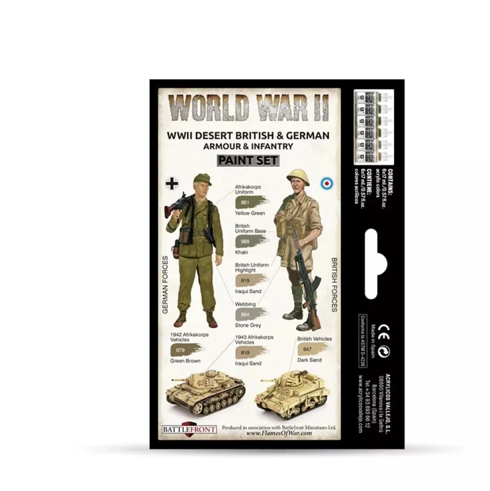 Set 6 pinturas para modelismo 208 WWII Desert British & German Wargames Flames of War 17ml Maquetas Y Modelismo|Pinturas Para Maquetas Y Modelismo
