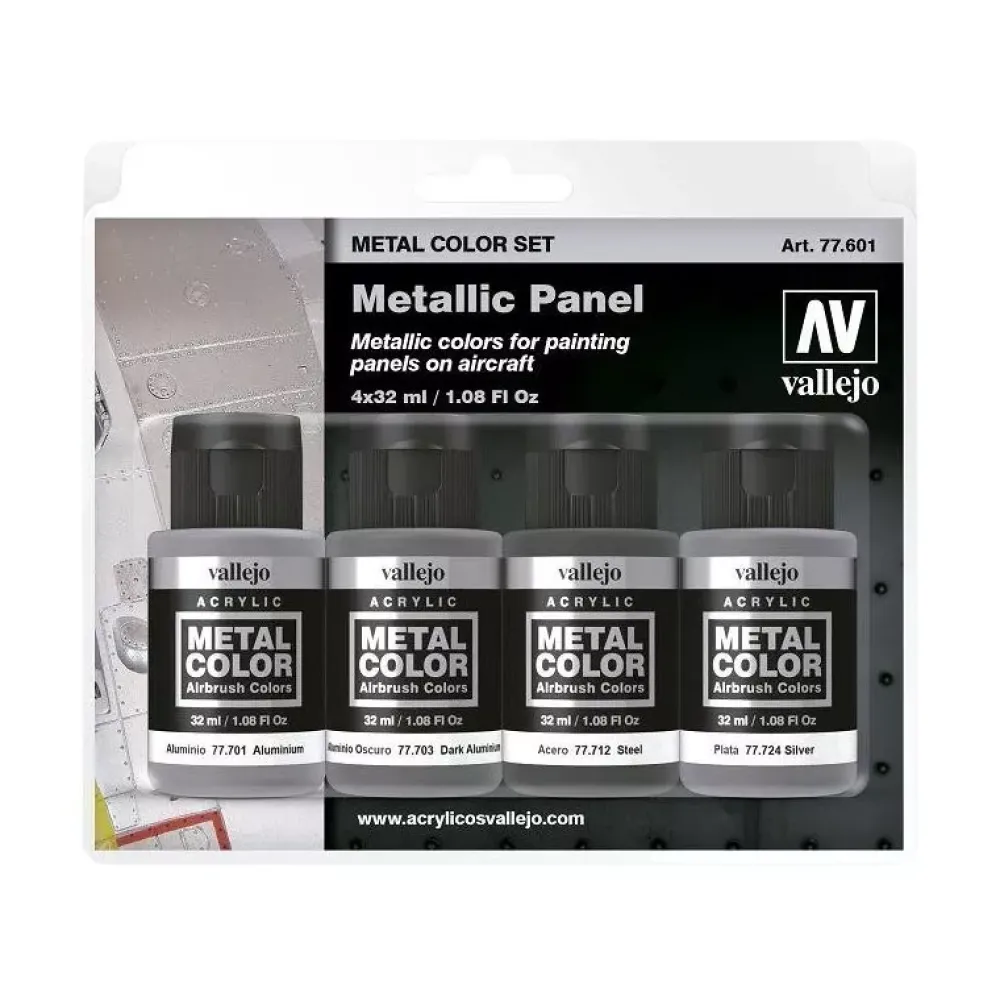 Set 4 pinturas para modelismo 601 Metallic Panel Metal Color 32ml Pinturas Para Maquetas Y Modelismo