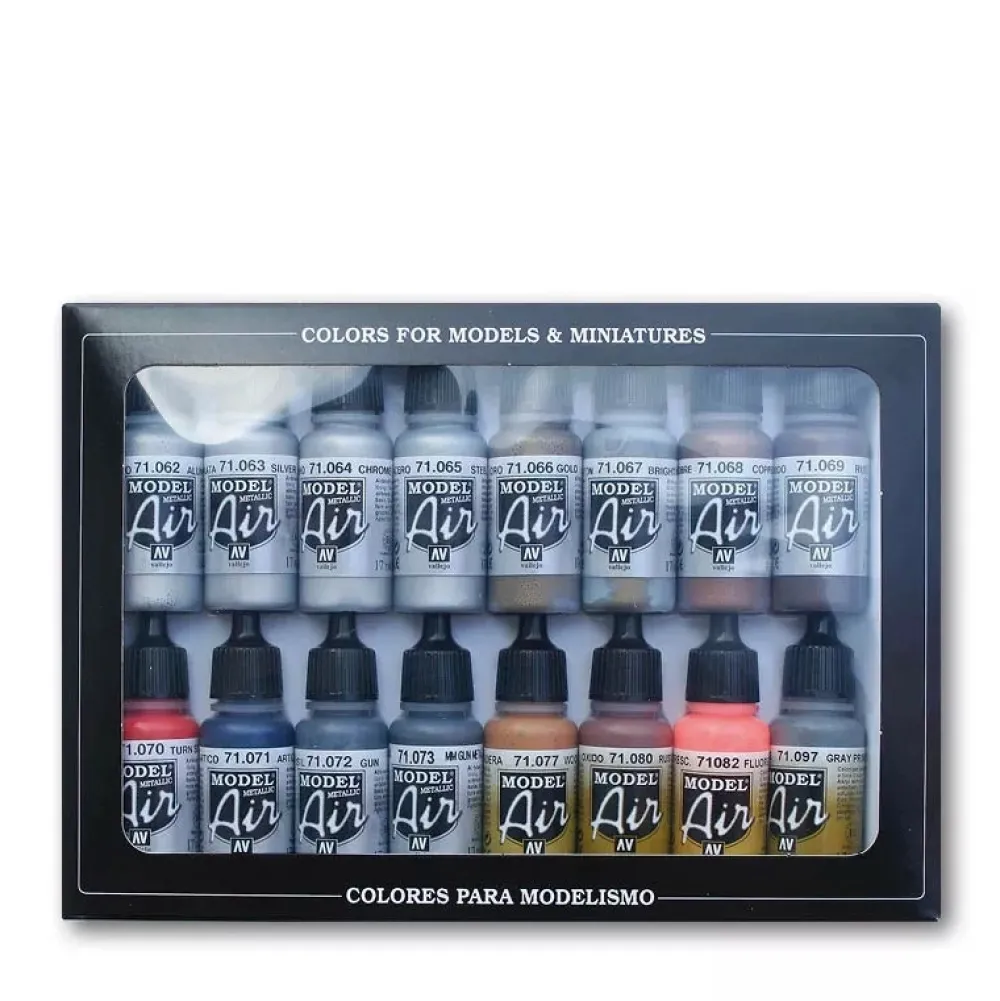 Best Set 16 pinturas para modelismo 181 Efectos metálicos 17ml Pinturas Para Maquetas Y Modelismo|Maquetas Y Modelismo