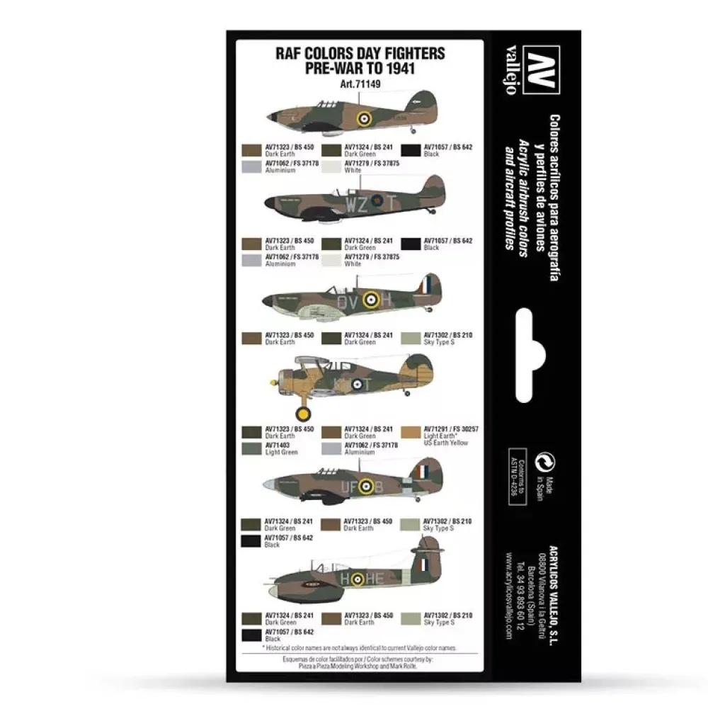 Discount Set 8 pinturas para modelismo 149 RAF Day Fighters pre-war to 1941 Air War 17ml Maquetas Y Modelismo|Pinturas Para Maquetas Y Modelismo