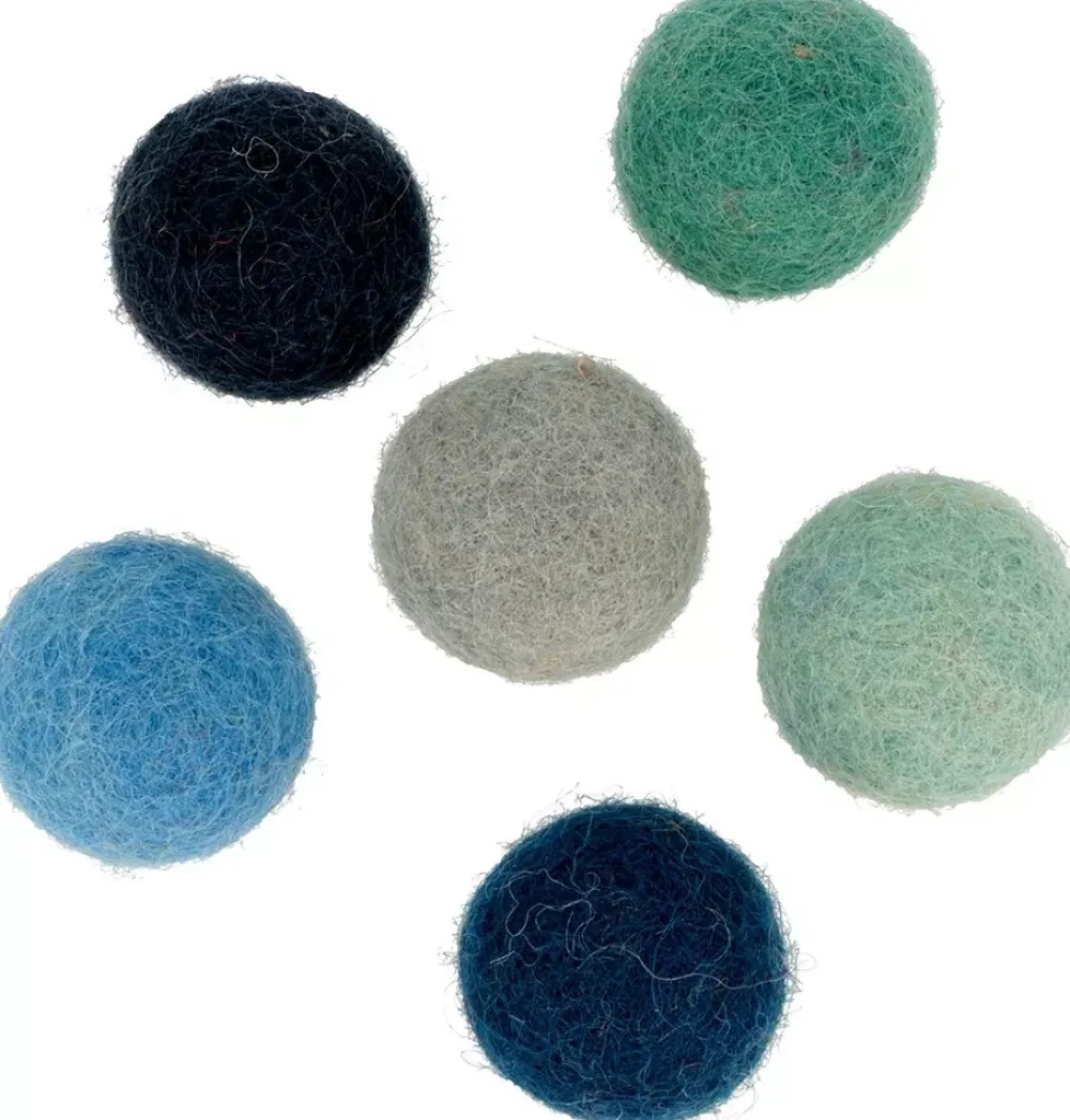 Outlet Set 12 Pompones De Lana Afieltrada Azules 2,5cm Goma Eva Fofuchas