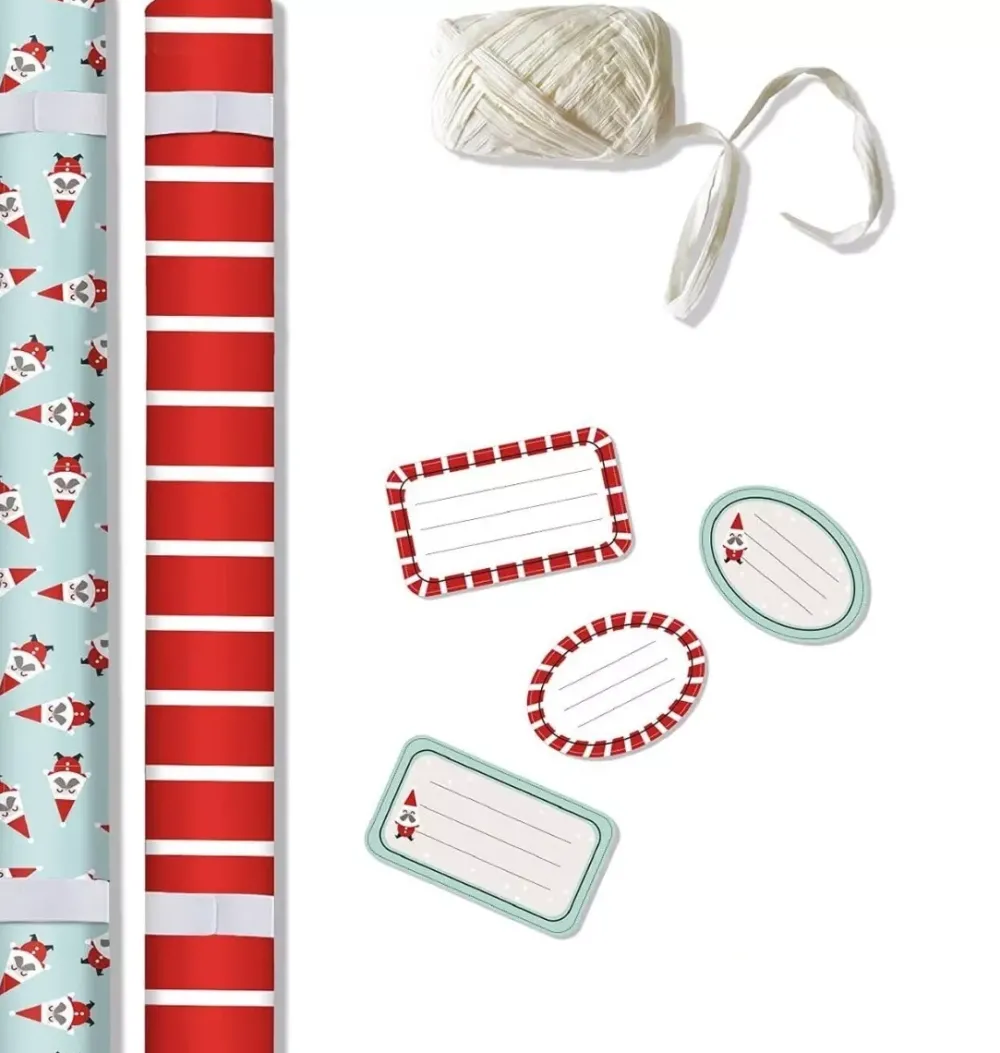Discount Set 2 rollos Papel de Regalo Tiny Rolls Navidad Azul y Rojo Navidad