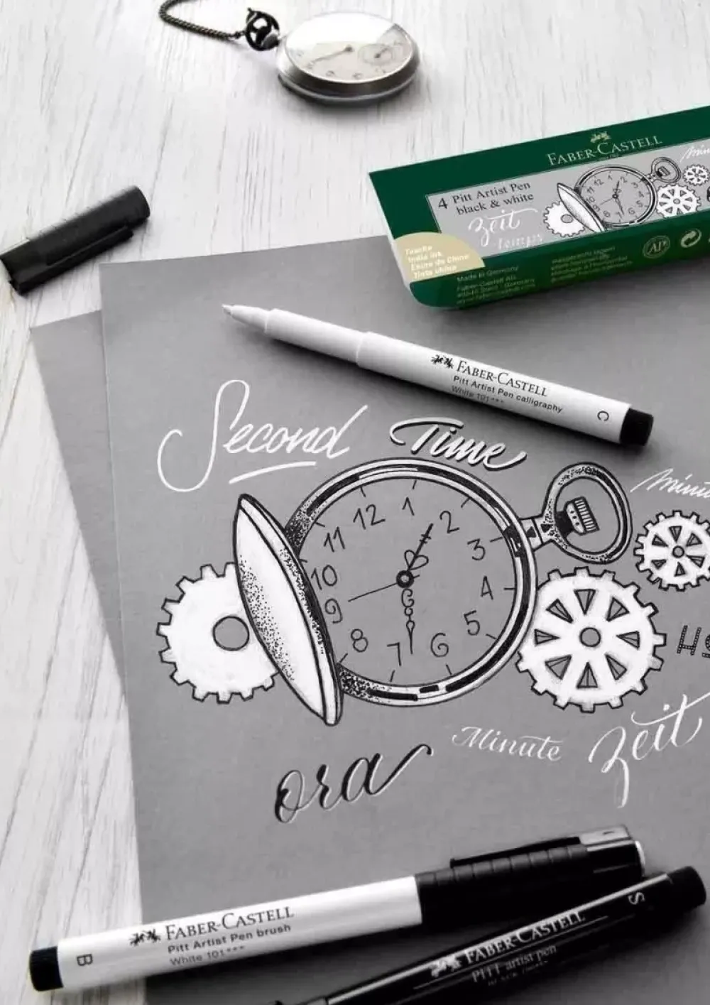 Discount Set 4 Rotuladores Blanco y Negro Pitt Artist Pen Rotuladores