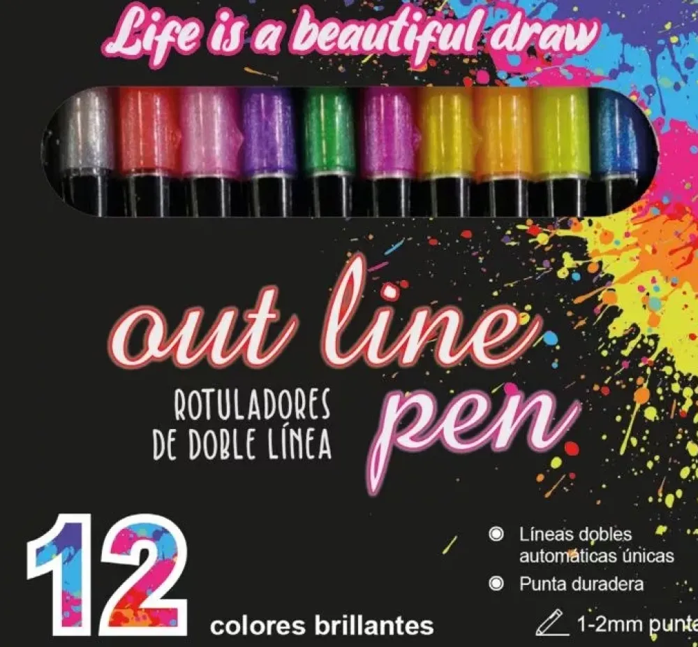Outlet Set 12 Rotuladores Outliner Bicolor Neón Pastel Rotuladores