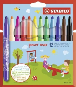 Hot Set 12 Rotuladores Punta Gruesa Power Max Niños Niños Y Regalos