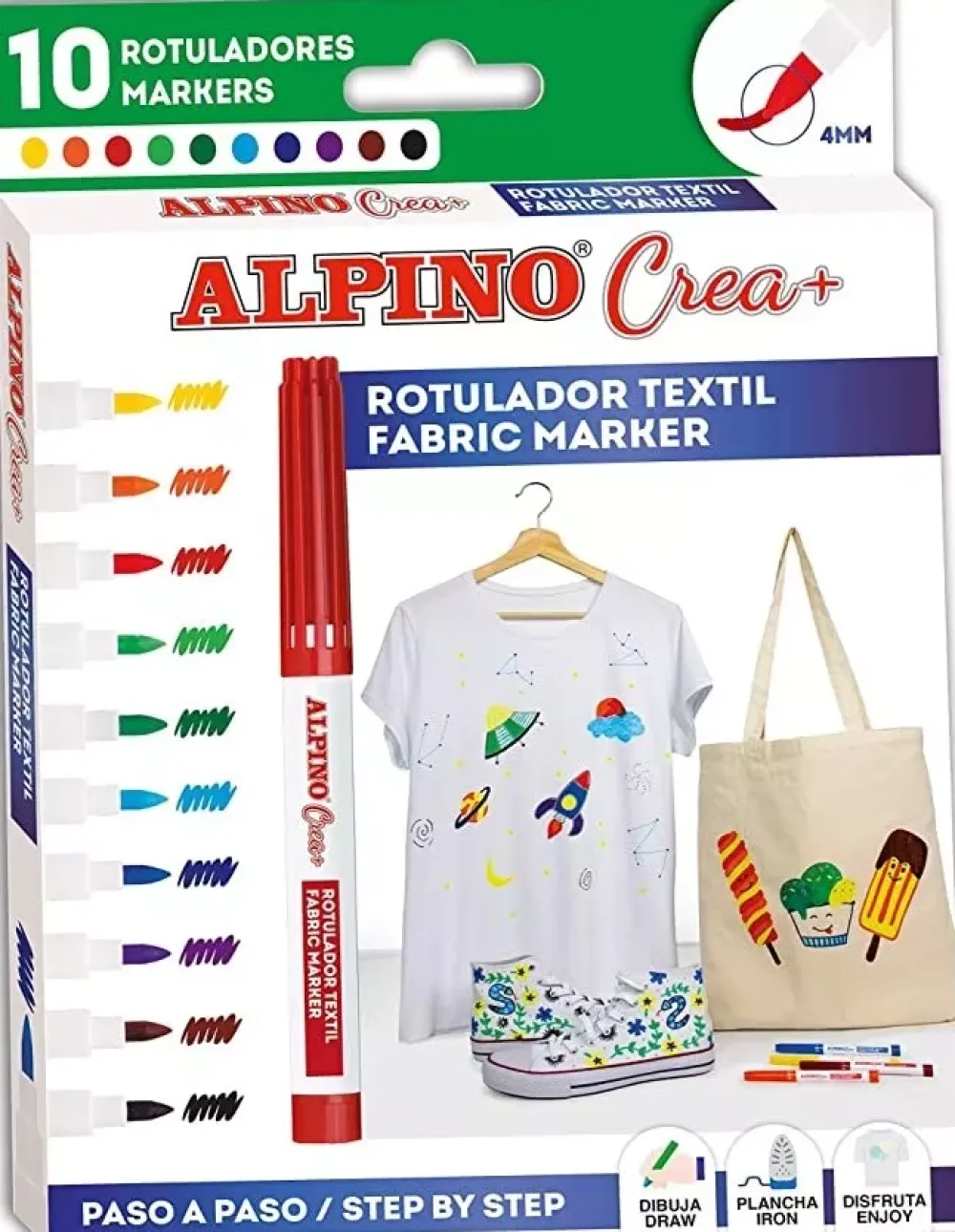 New Set 10 Rotuladores Textiles Crea+ Rotuladores