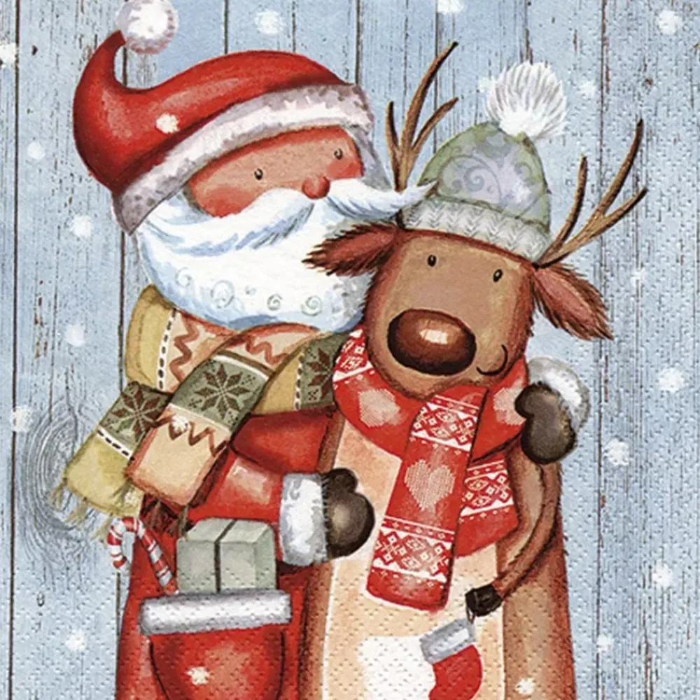 Hot Set 20 Servilletas de papel Santa & Reindeer 33x33cm Navidad