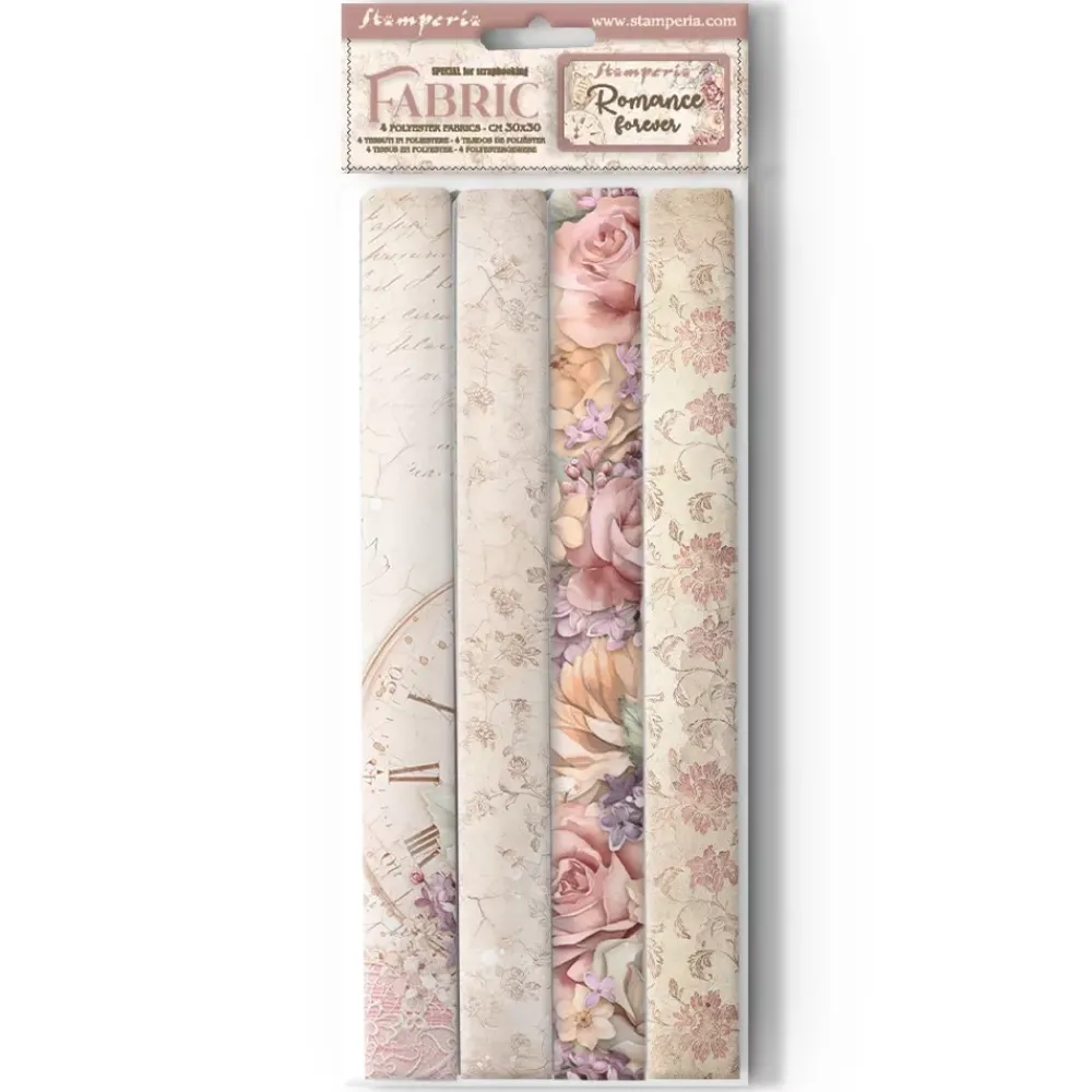Hot Set 4 Telas de Encuadernar Romance Forever 30x30cm Telas, Sedas Y Fieltro