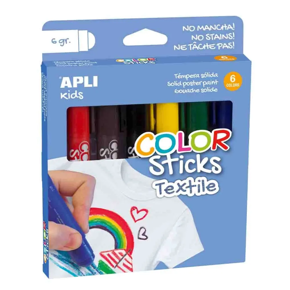 Best Set 6 témperas sólidas textiles colores surtidos 6g Pinturas Para Tela Y Seda