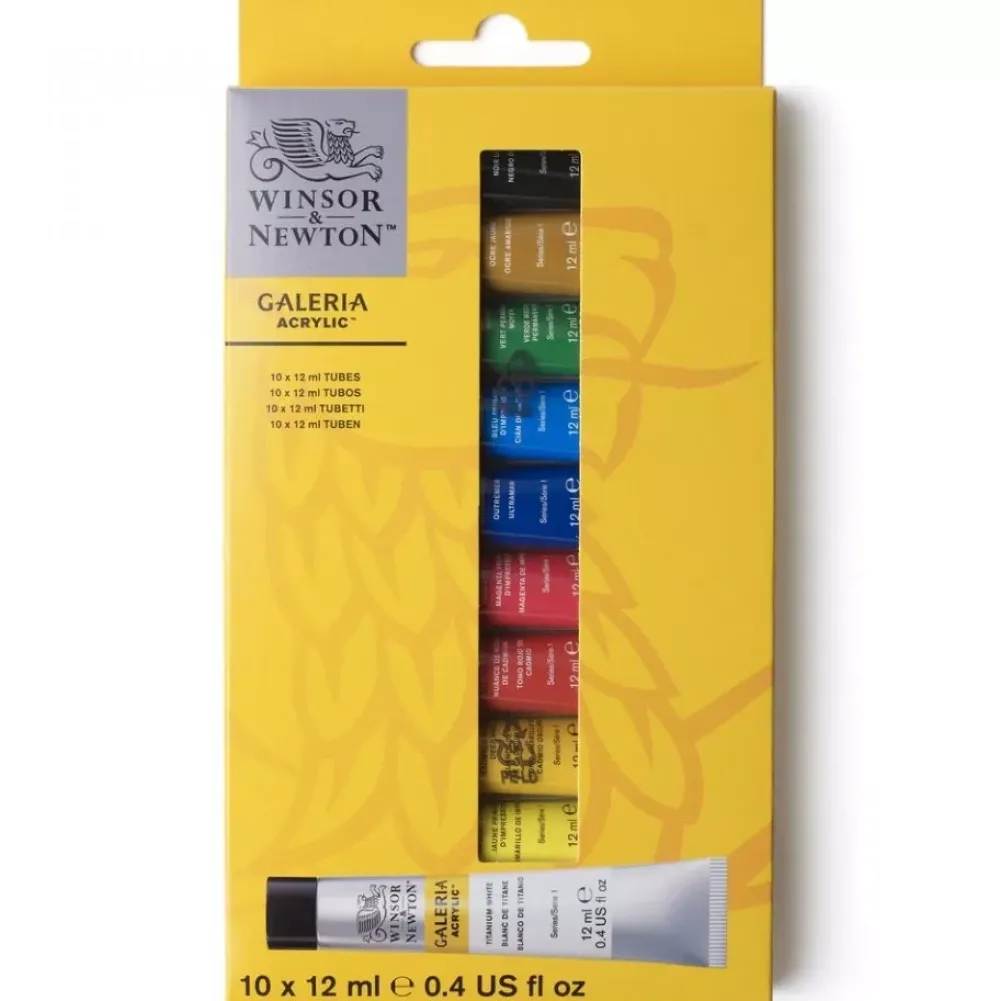 Hot Set 10 Tubos Acrílicos Galería 12ml Pinturas Acrílicas