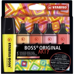 Sale Set Arty 5 Subrayadores Colores Cálidos Boss Original Rotuladores