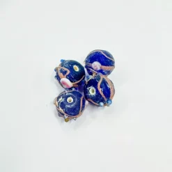 New Set de 4 abalorios de cristal de Murano azul oscuro mate Bisutería