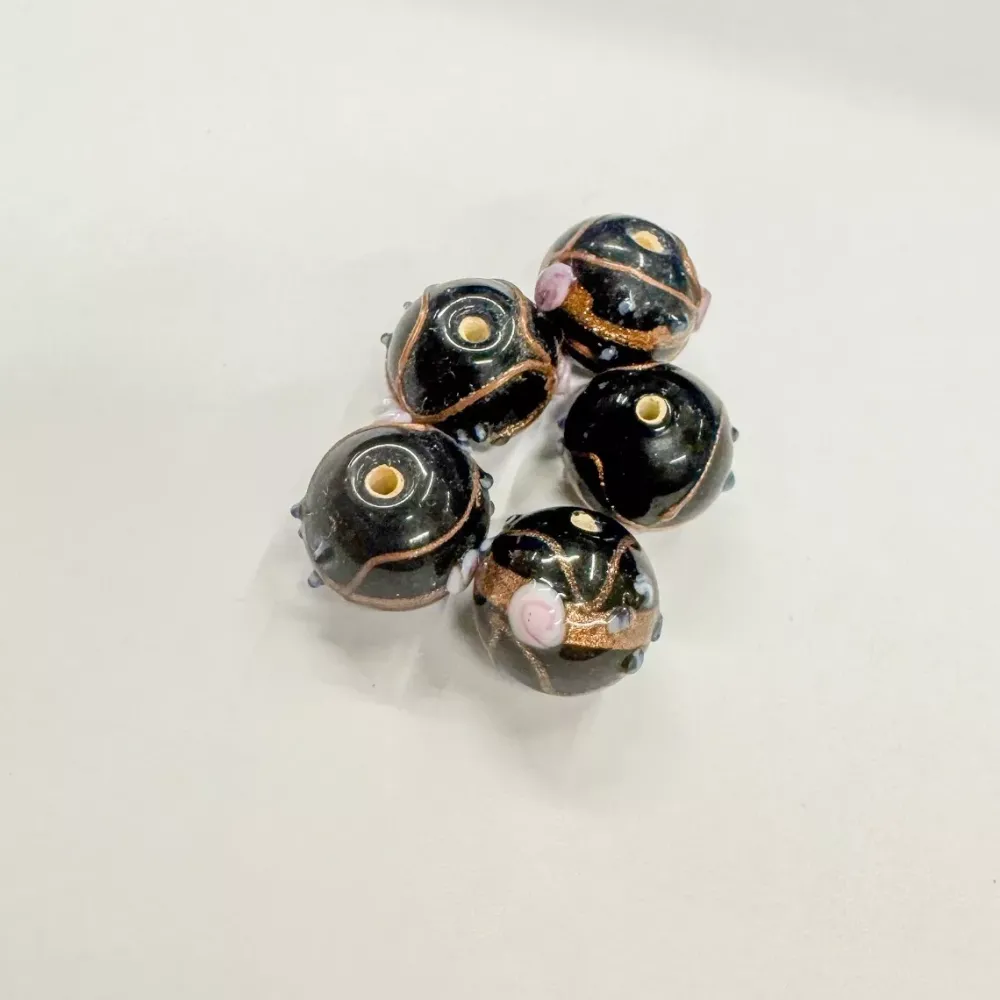 Clearance Set de 4 abalorios de cristal de Murano negro brillante Bisutería