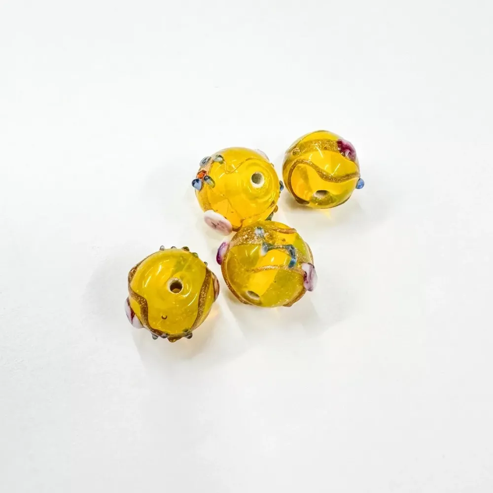 Clearance Set de 4 abalorios de cristal de Murano amarillo brillante Bisutería