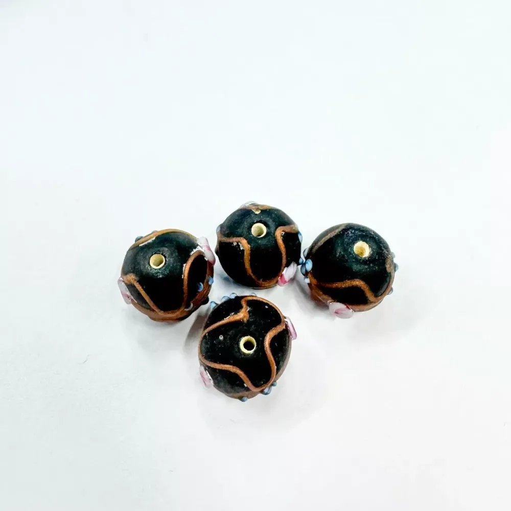 Discount Set de 4 abalorios de cristal de Murano negro mate Bisutería