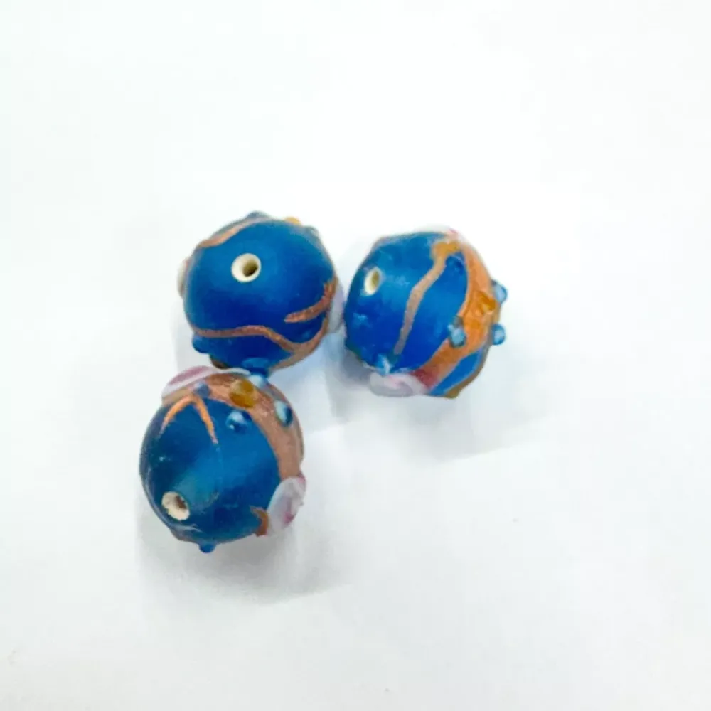 Hot Set de 3 abalorios de cristal de Murano azul claro mate Bisutería