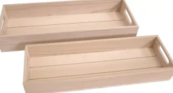 New Set de 2 Bandejas de Madera Rectangular Organización|Maderas