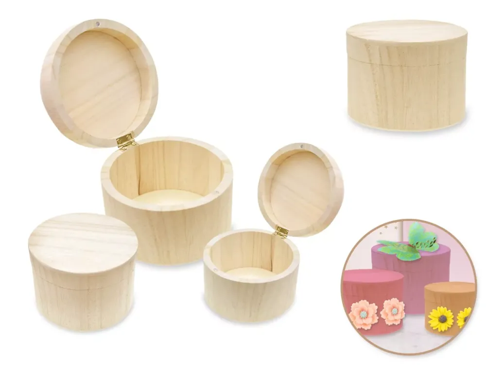 Sale Set de 3 Cajas de Madera Redondas Organización|Maderas