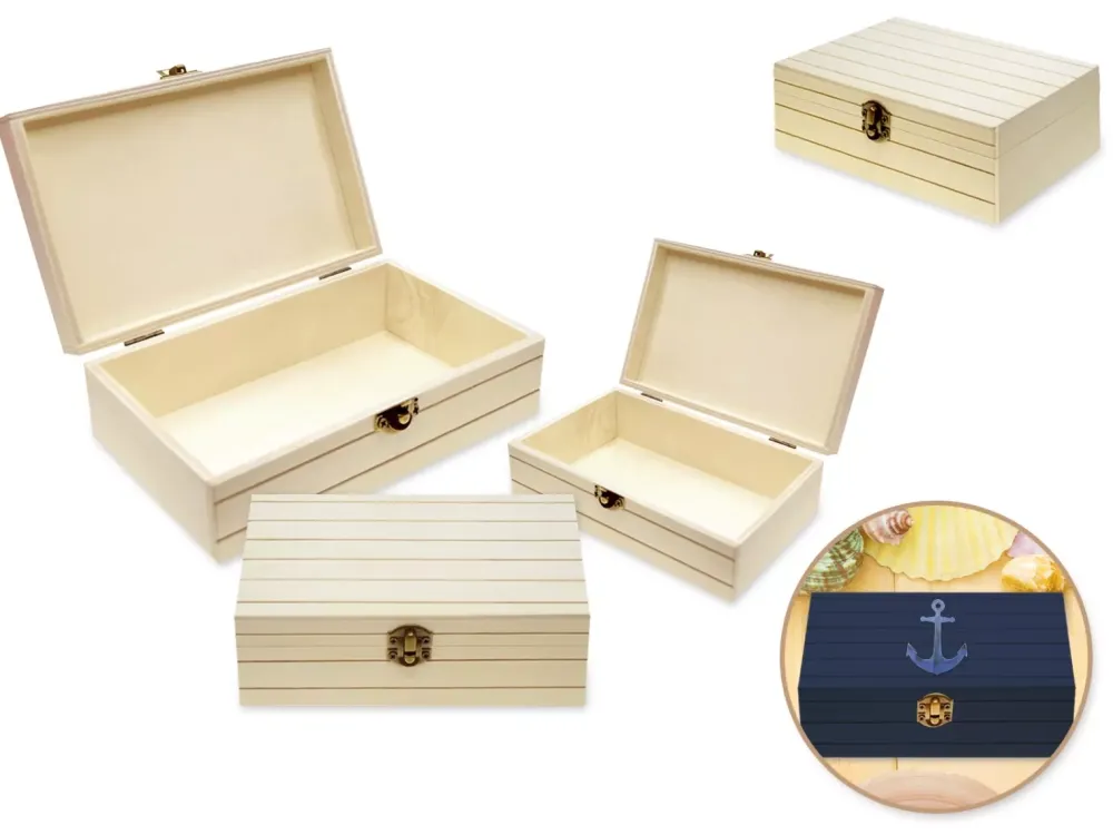 Clearance Set de 3 Cajas de Madera Rectangular Maderas|Organización